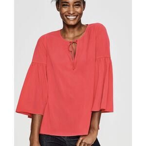 Boden Womens 6 Pink Pop Peony Boho Flare Sleeve Lightweight Summer Blouse NEW